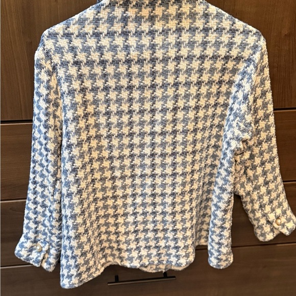 Zara Blue and Cream Tweed Jacket/ Overshirt XS - Picture 9 of 11